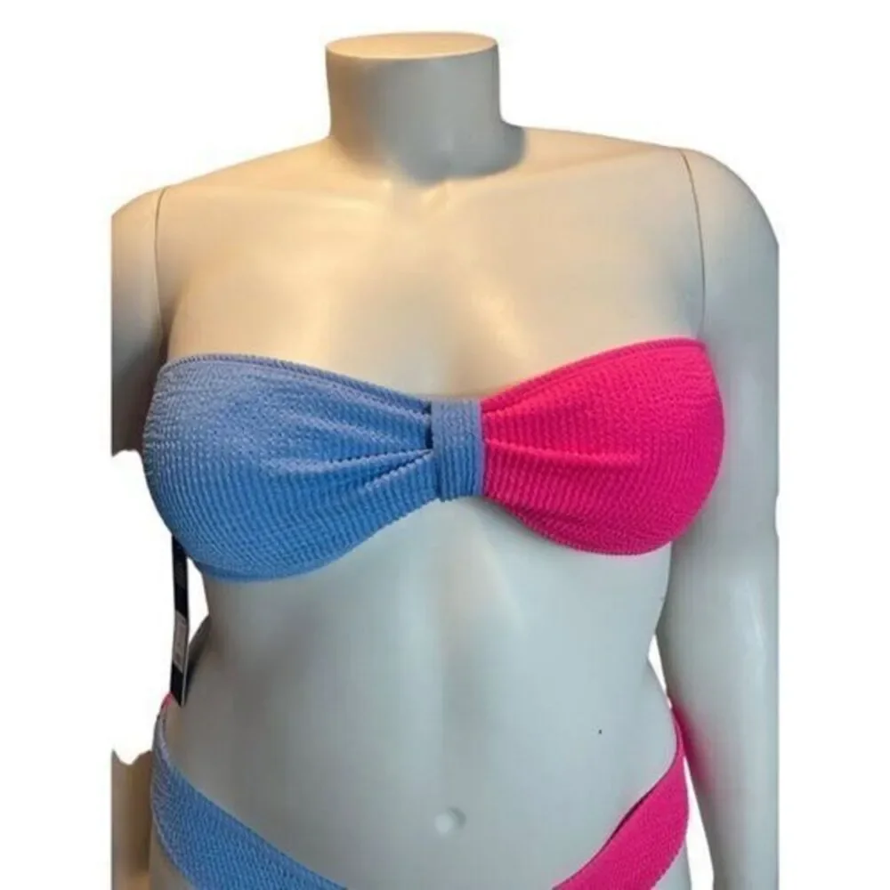 Addy Bandeau 2 Piece Bikini Size L Pink and Blue‎